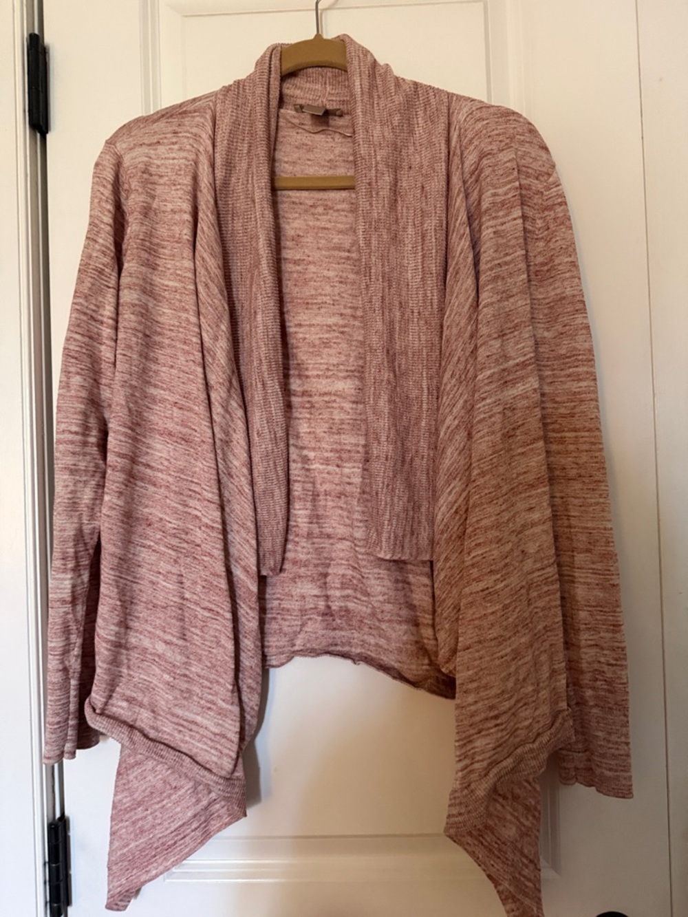 LOFT Marled Rose Open-Front Cardigan